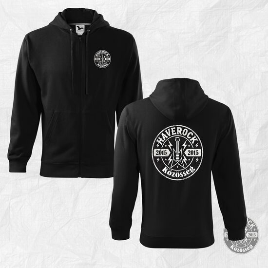 Kapucnis zipzáros Haverock közösség pulóver alap logóval